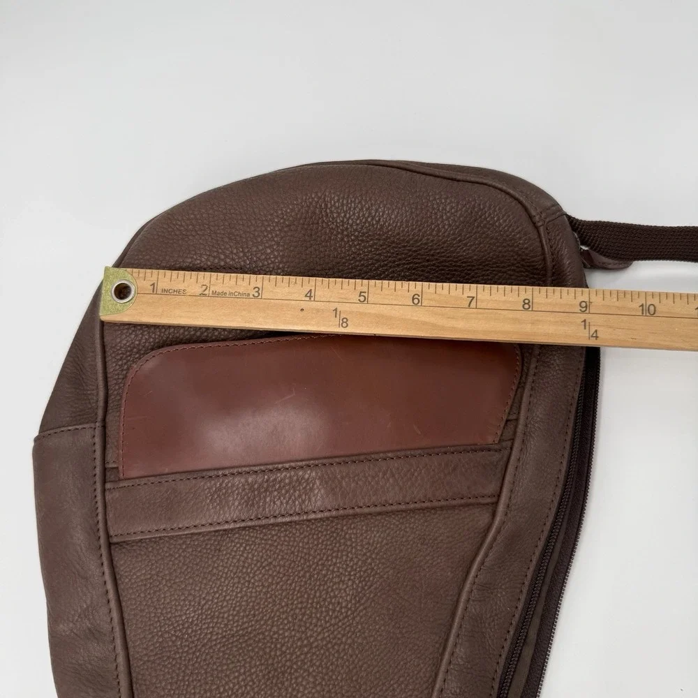 L.L. Bean Ameribag Healthy Back Bag Brown Leather Crossbody Sling Backpack